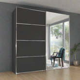 Wiemann Houston 200cm Graphite Glass & Mirror Sliding Wardrobe - Pendle Village Furniture